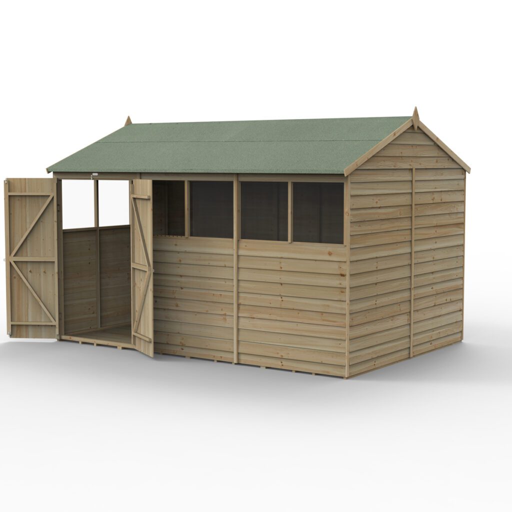 4LIFE Reverse Apex Shed 12×8 – Double Door – 6 Windows with Installation 5013053201343 2